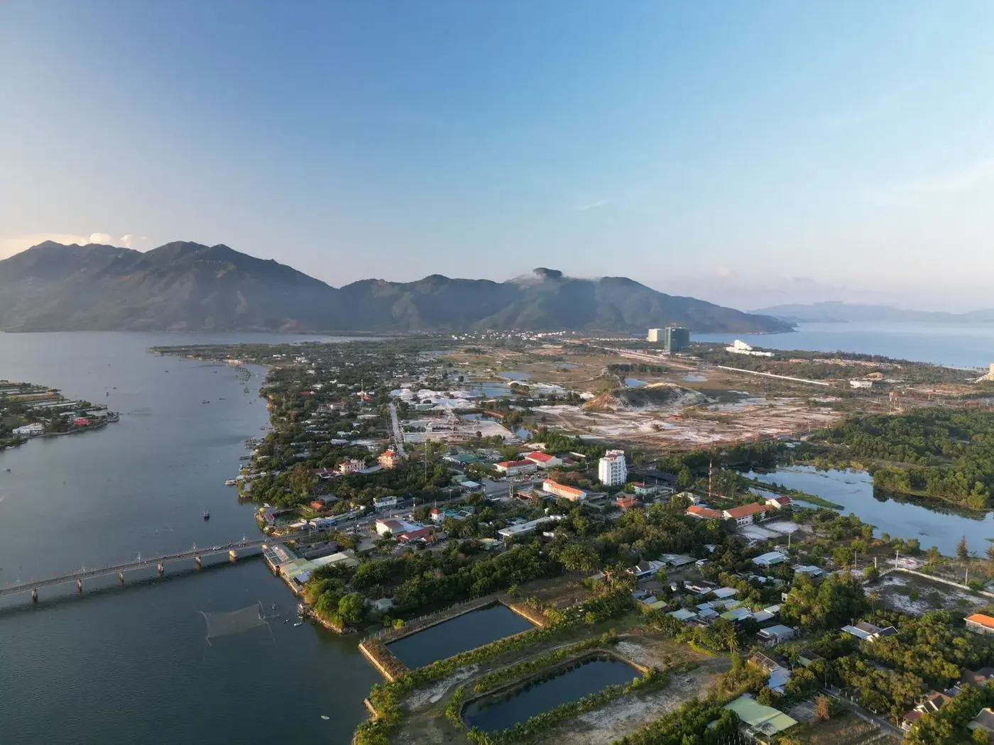 Aerial view of a quiet bay coastline near Vietnam’s Van Phong area