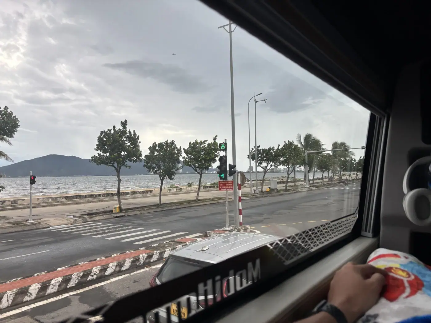 View from a coach window along Vietnam’s coastal road