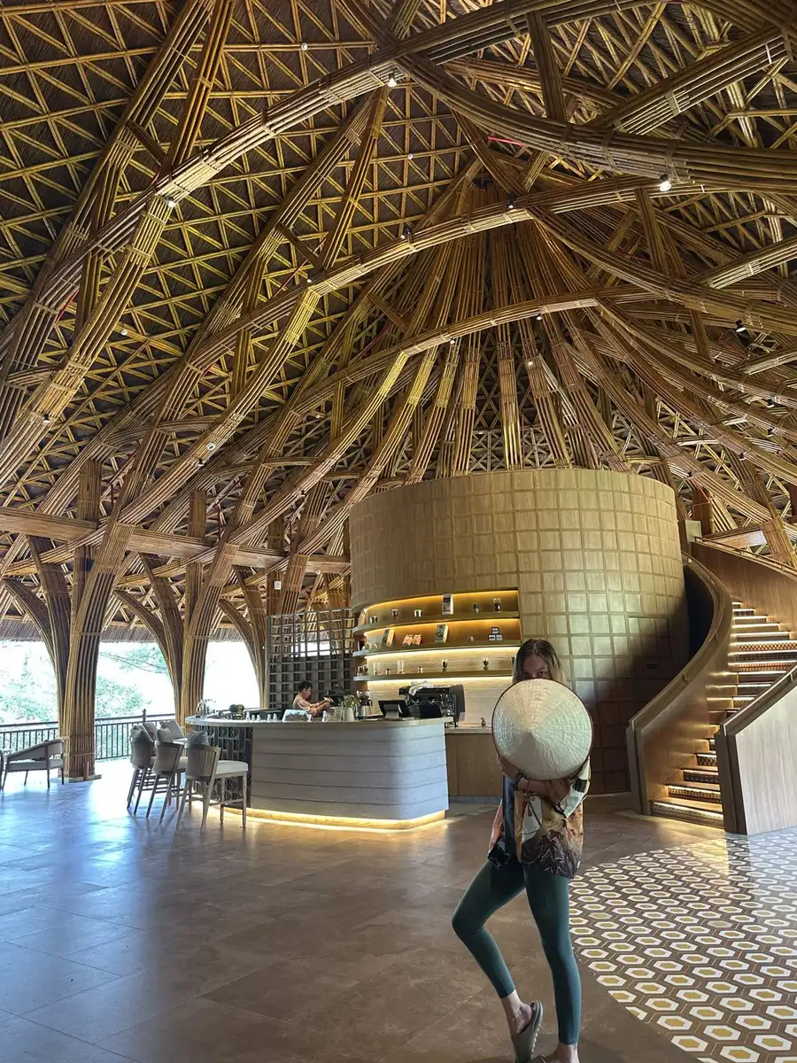 Bamboo dome of a mountain eco-lodge restaurant in Sapa