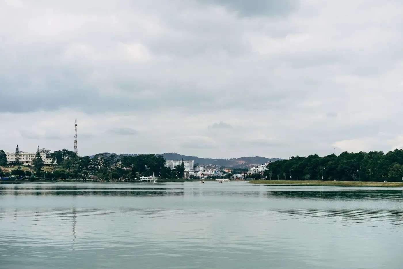 Xuan Huong Lake with Da Lat city skyline in the background