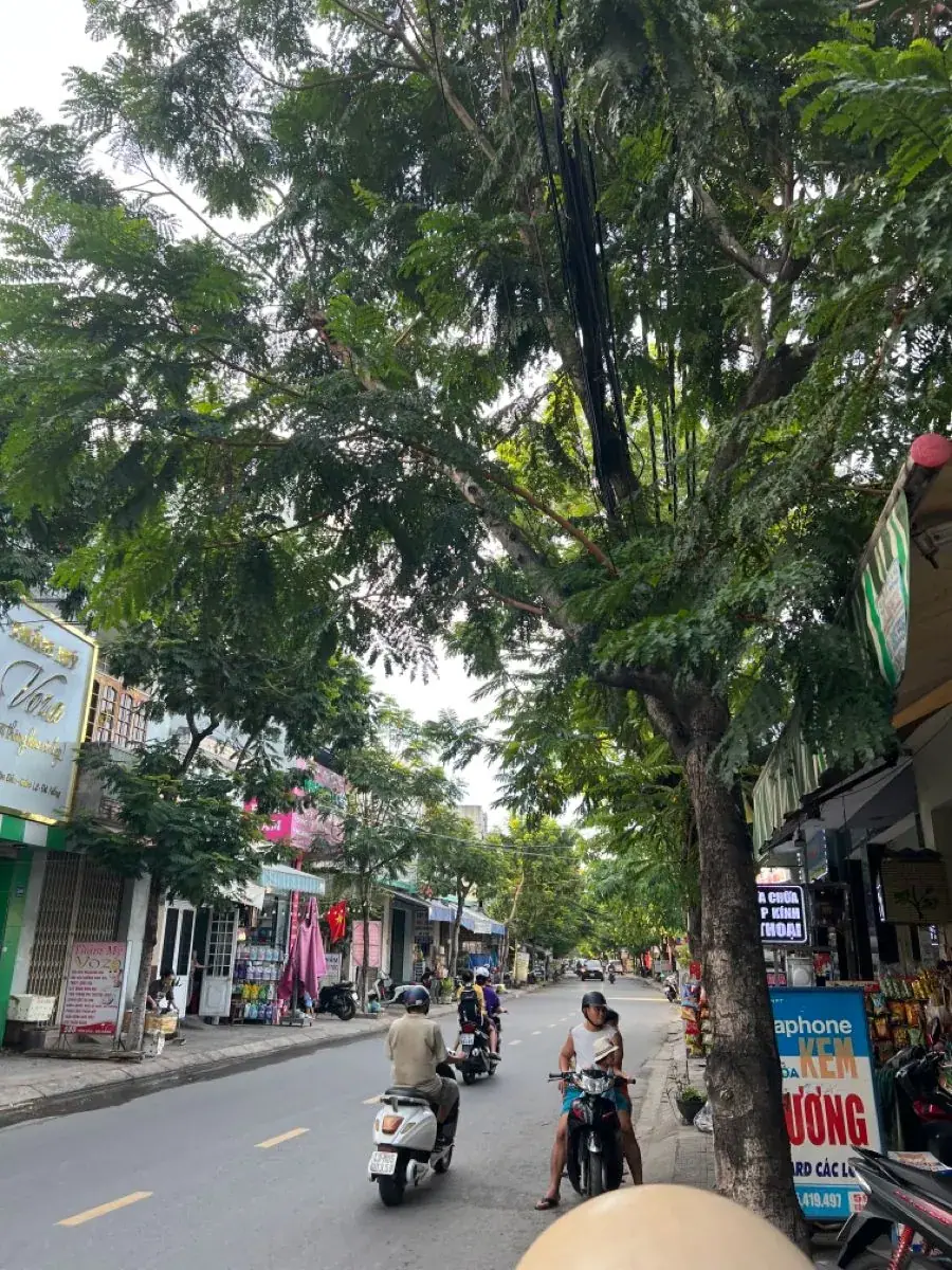 A real Da Nang street in the expat neighborhood with motorbikes