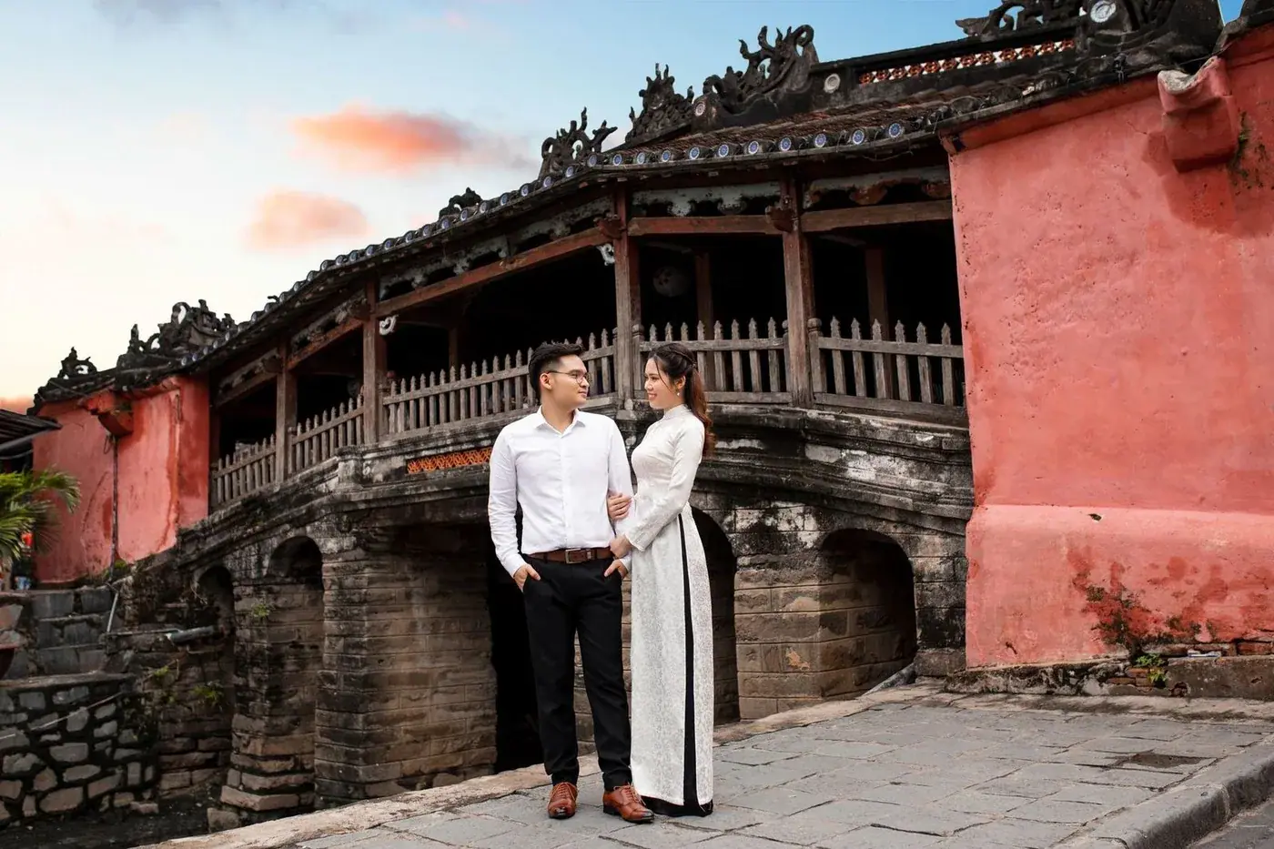 Japanese Covered Bridge in Hoi An with red walls and tiled roof