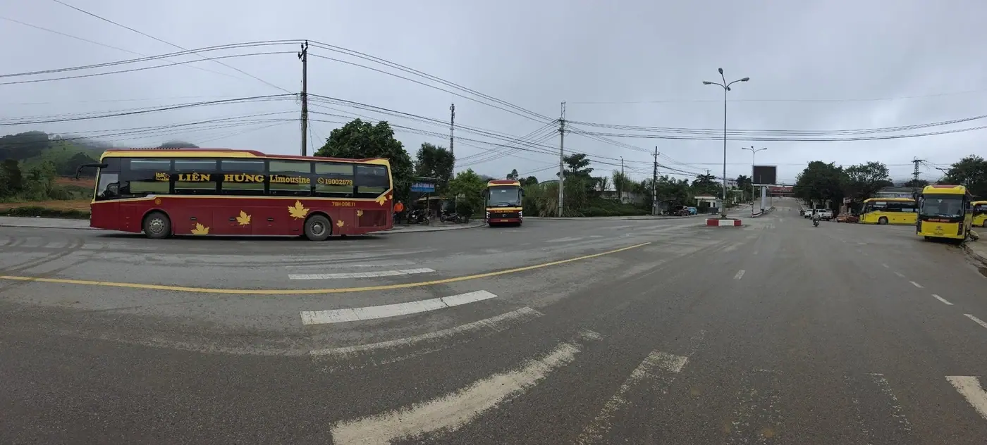 Sleeper buses parked at a Vietnam bus station
