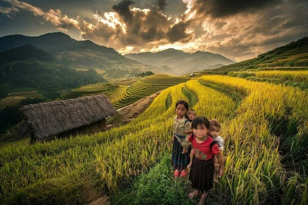 Vietnam countryside scenic view between cities