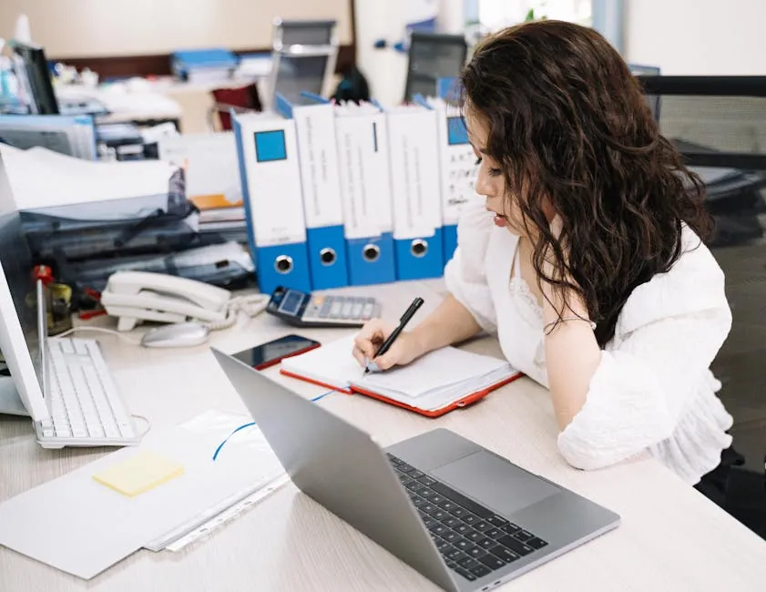 Filling out the tax return at a desk