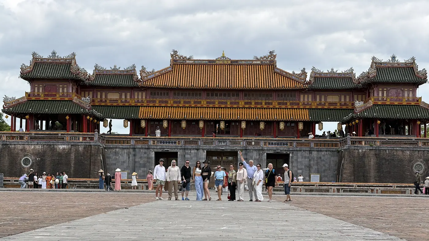 Tour group at the Ngo Mon gate of the imperial citadel in Hue