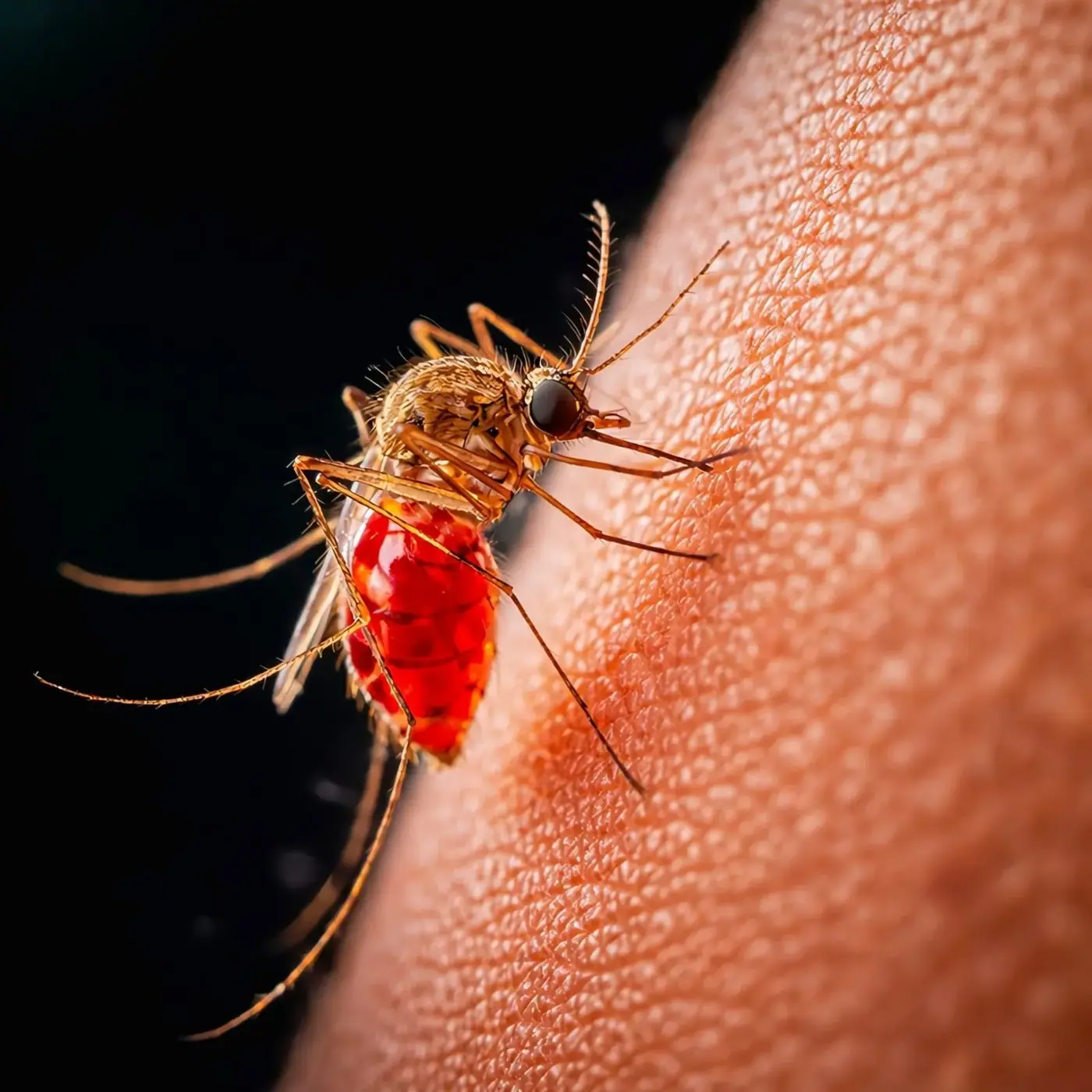 Aedes mosquito on skin — dengue carrier