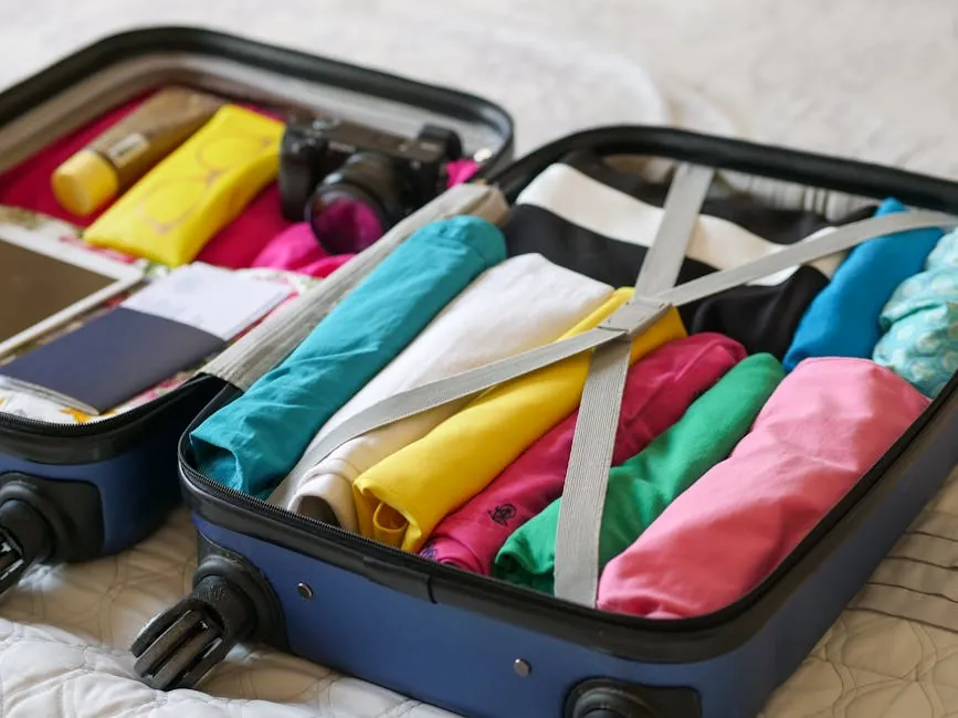Packed suitcase on the floor before moving to Vietnam