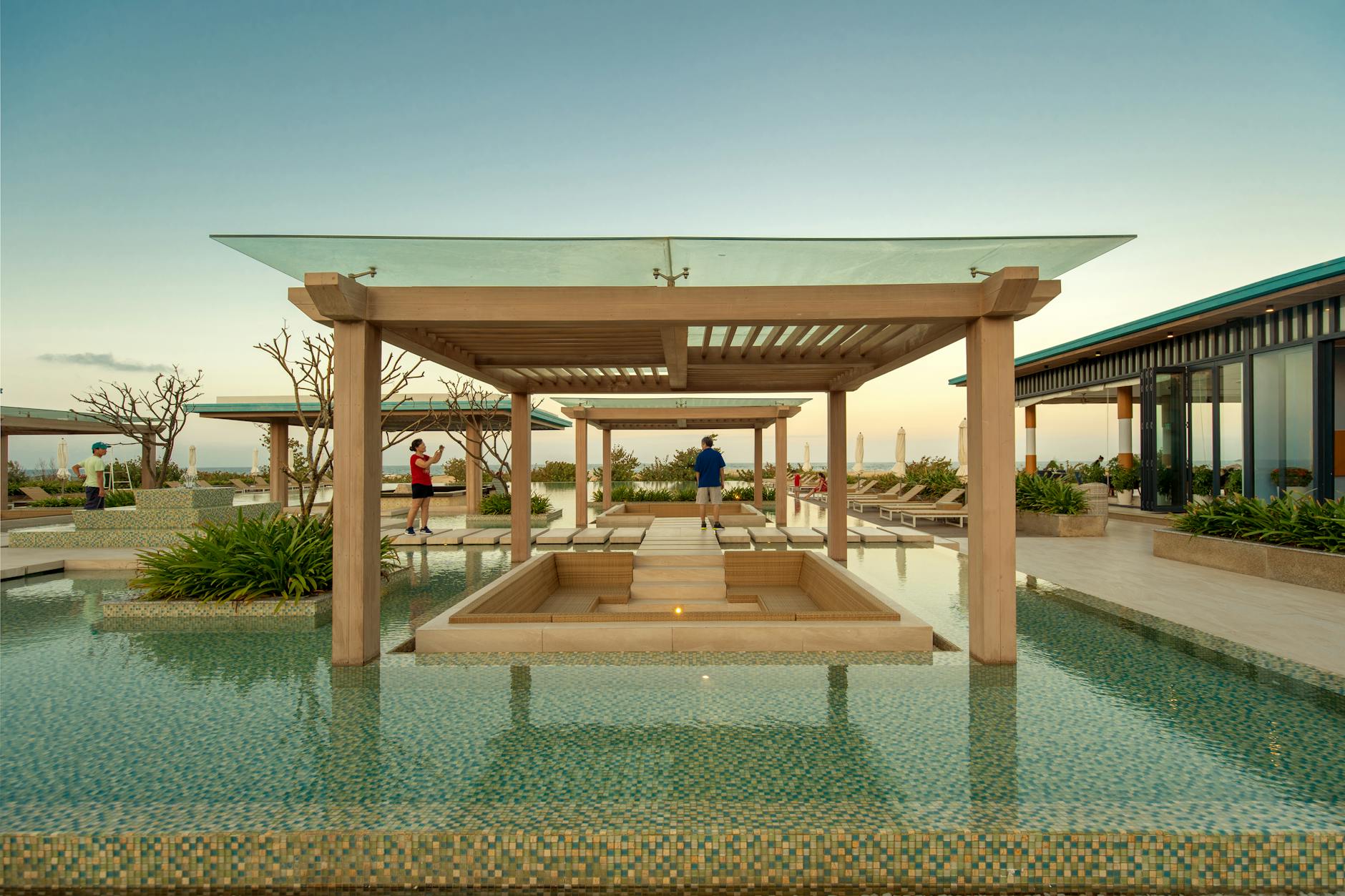 Resort pool area in Vietnam — typical expat housing