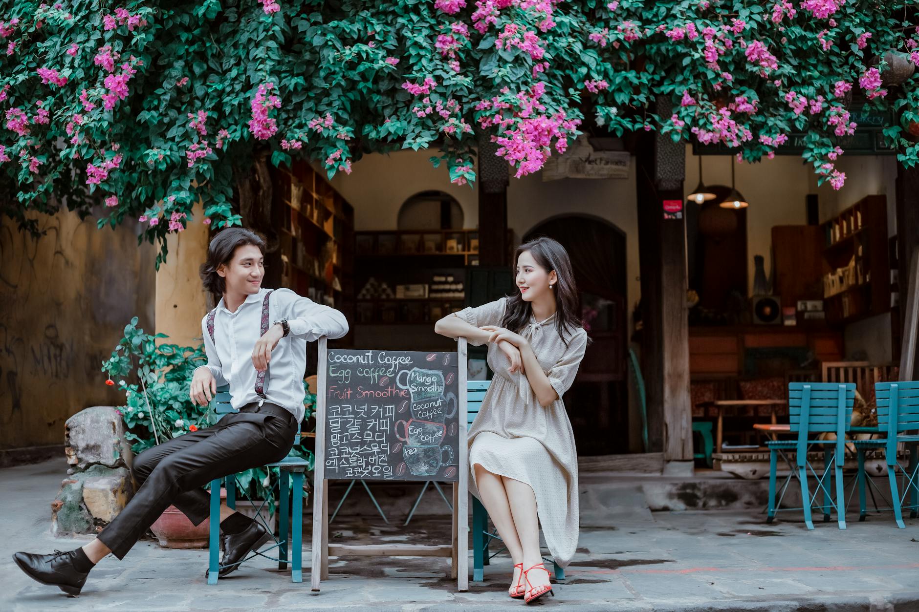 Young couple at a Vietnamese cafe — daily expat life