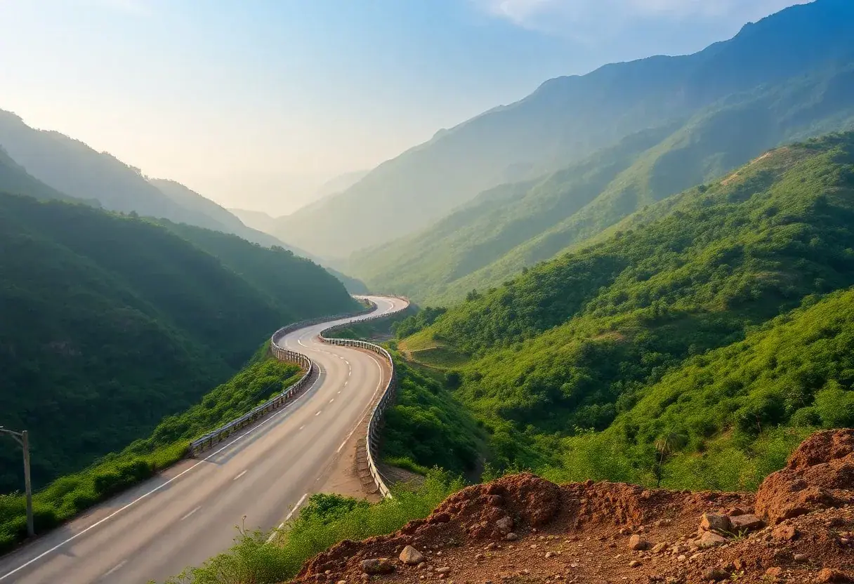 Mountain road winding through northern Vietnam
