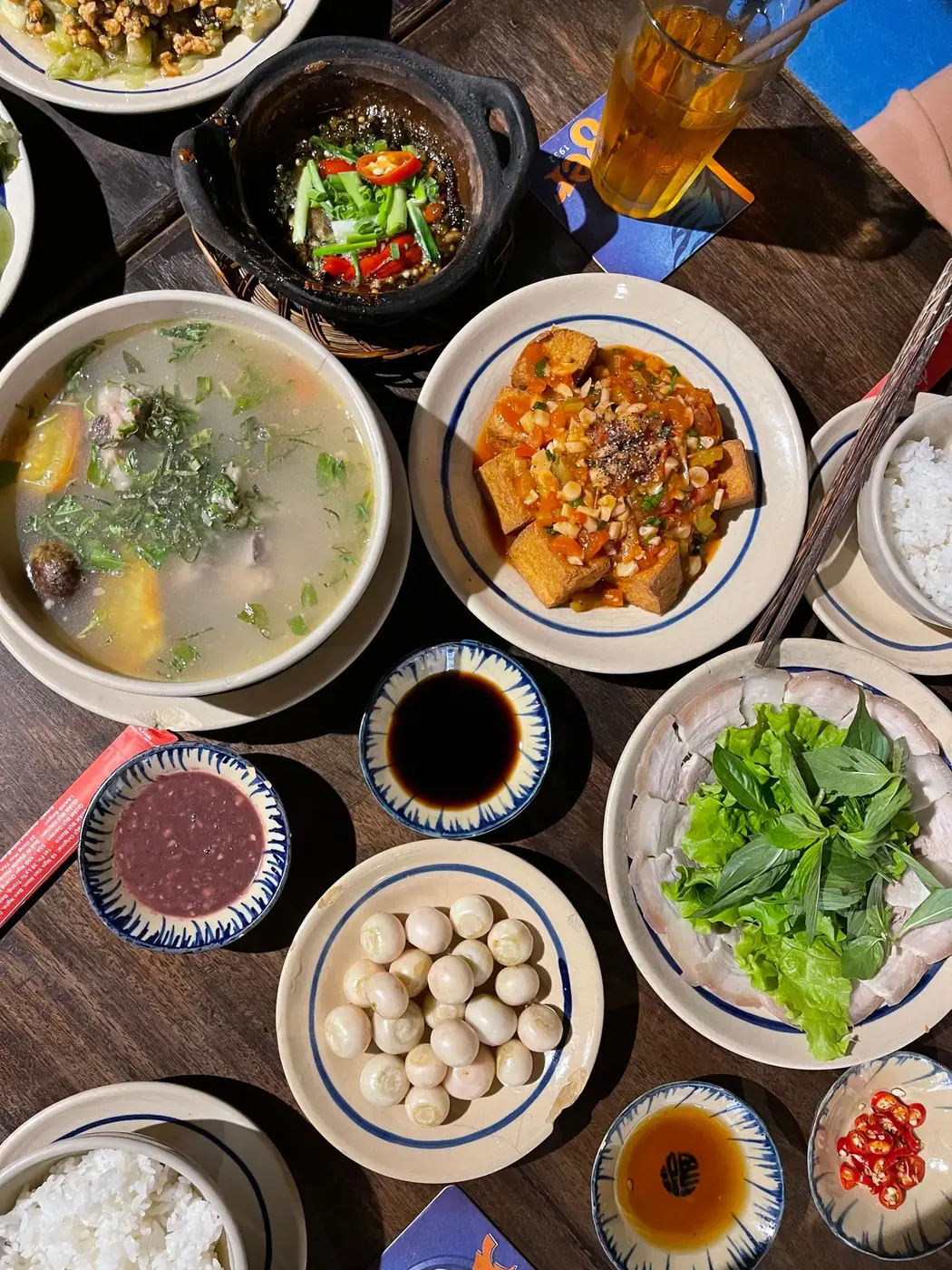 Vietnamese dishes — bowls of pho, spring rolls and regional specialties