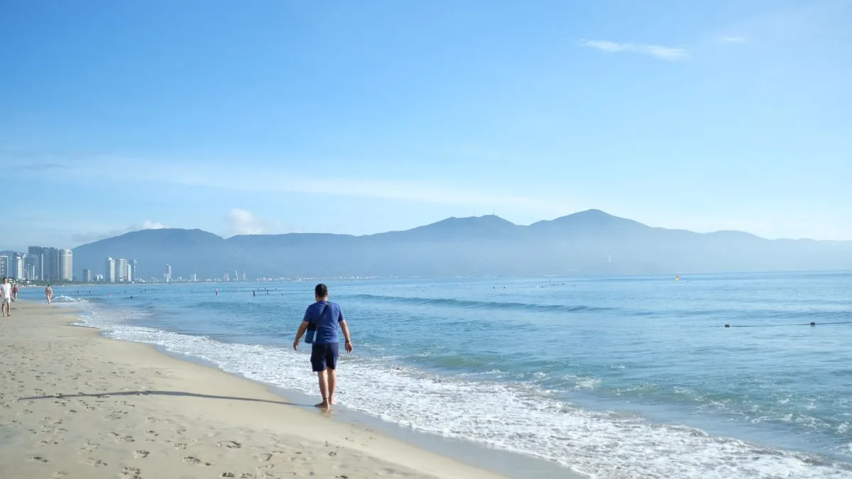 Da Nang beach on a clear sunny day