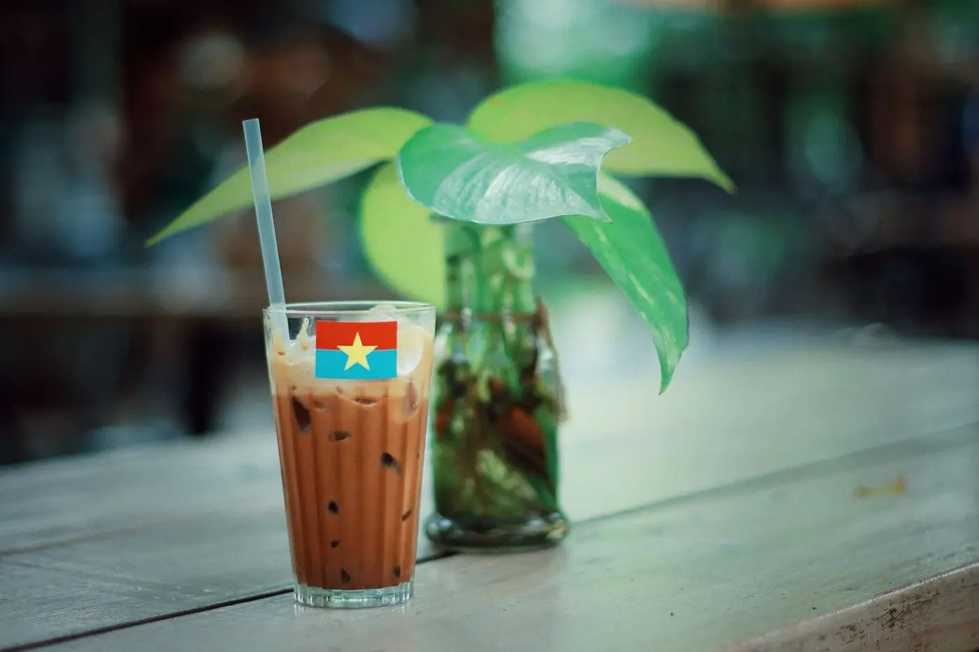 Iced Vietnamese coffee with condensed milk served in a tall glass