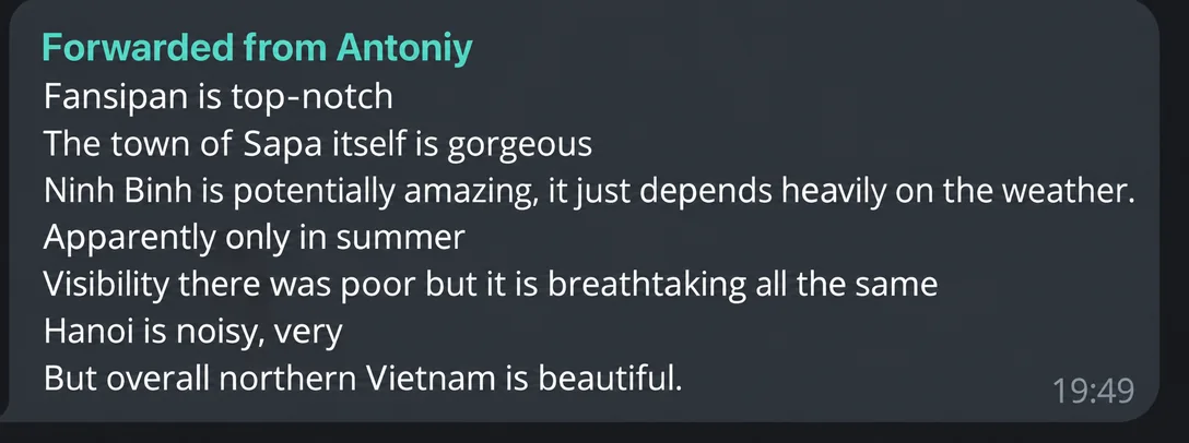 Review from Antony about northern Vietnam: Sapa, Fansipan, Ninh Binh, Hanoi